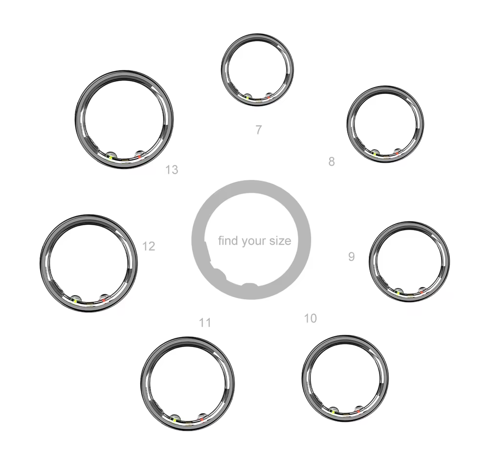 Tallas disponibles del anillo SOMNIX, de la 7 a la 13